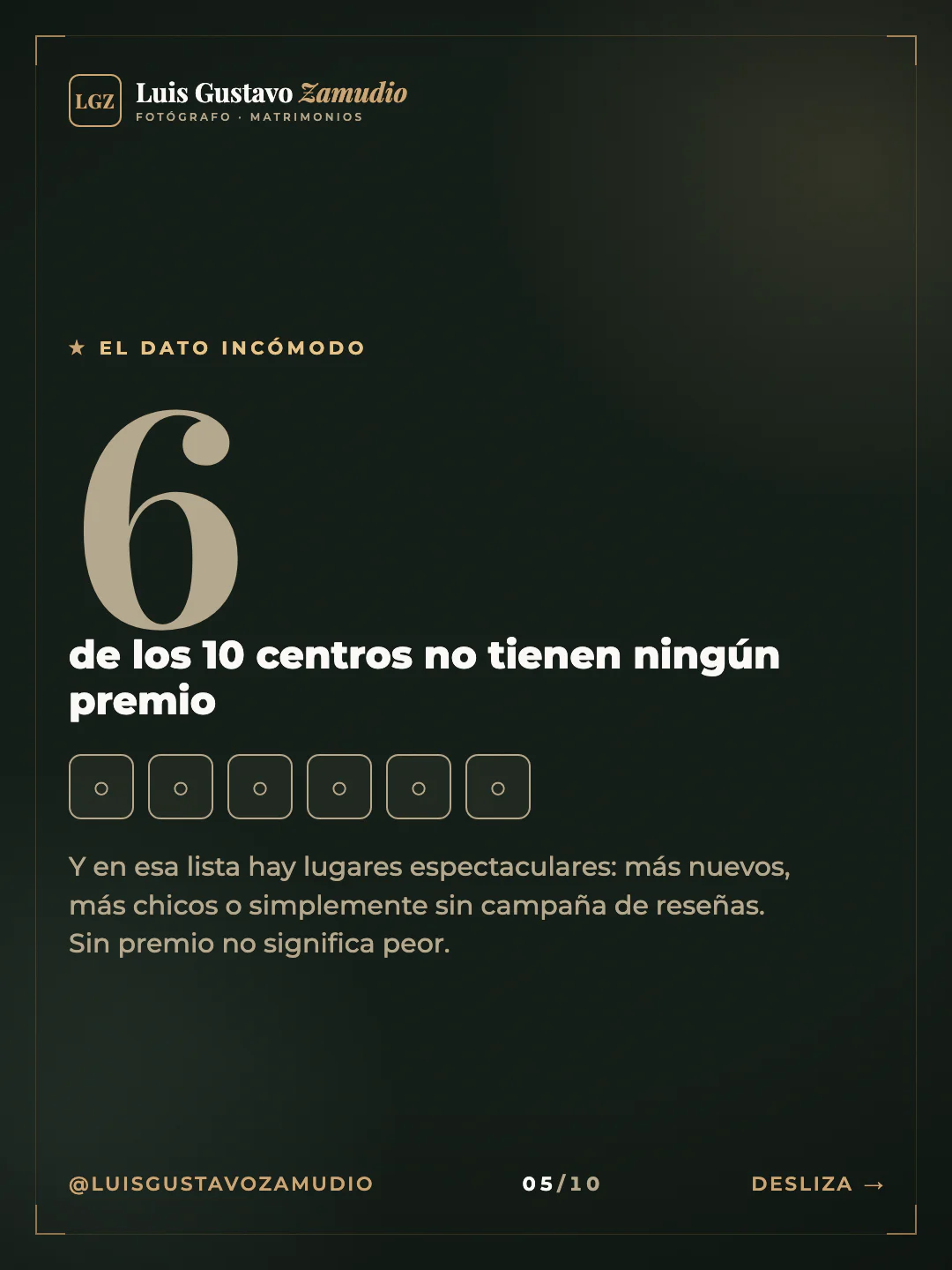 Cifra: "6 de los 10 centros no tienen ningún premio" Matrimonios en Concepción.