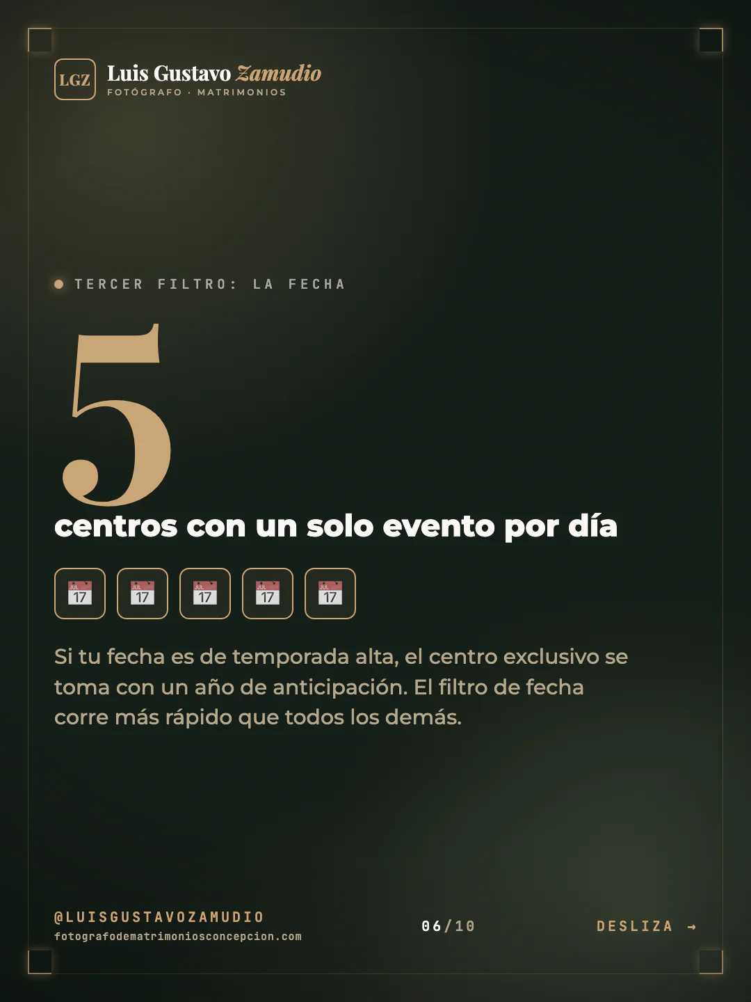 Cifra destacada: "centros con un solo evento por día" Matrimonios en Concepción.