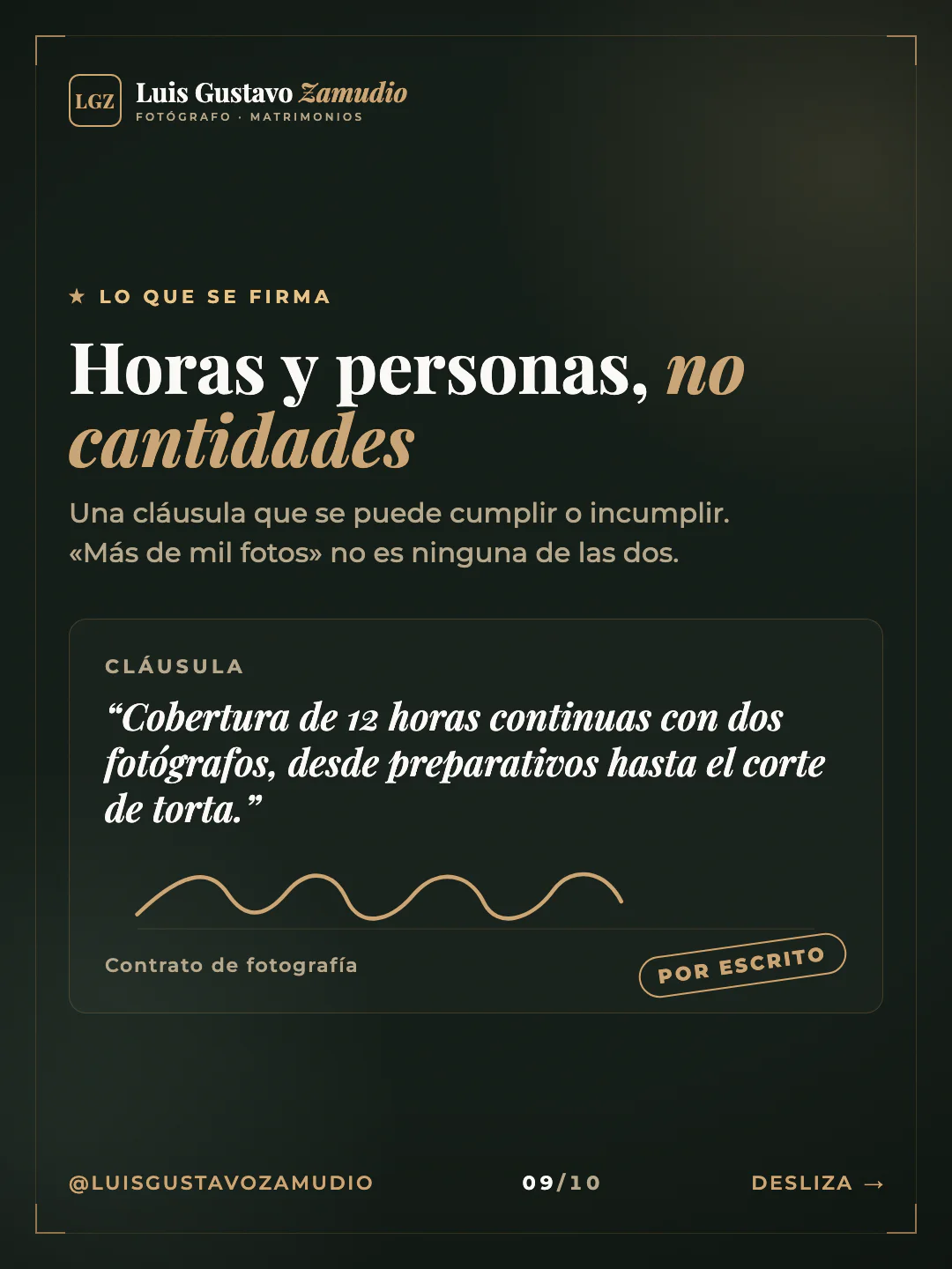 Cláusula de contrato: "Horas y personas, no cantidades" Matrimonios en Concepción.