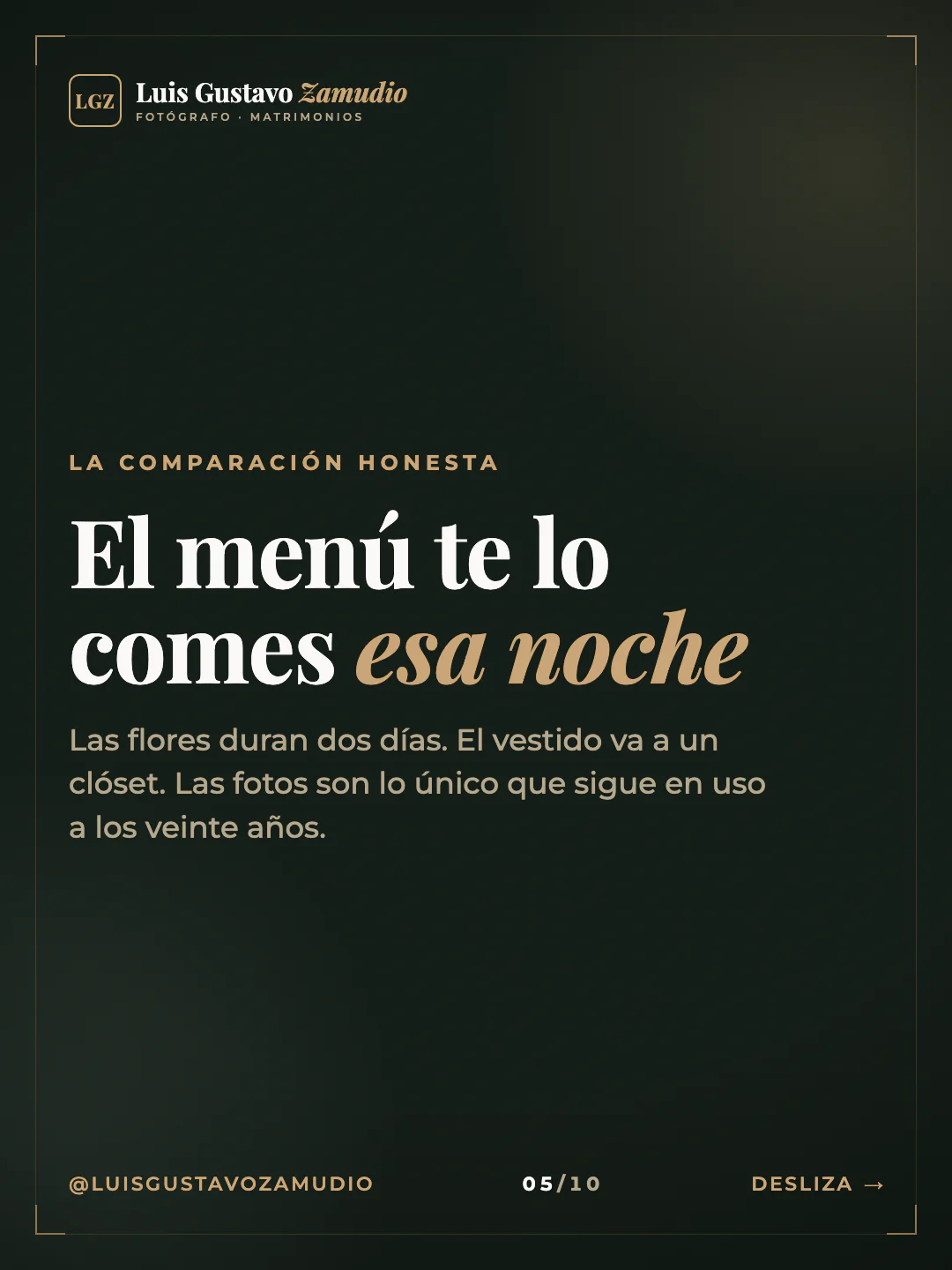 Frase destacada: "El menú te lo comes esa noche" Matrimonios en Concepción.