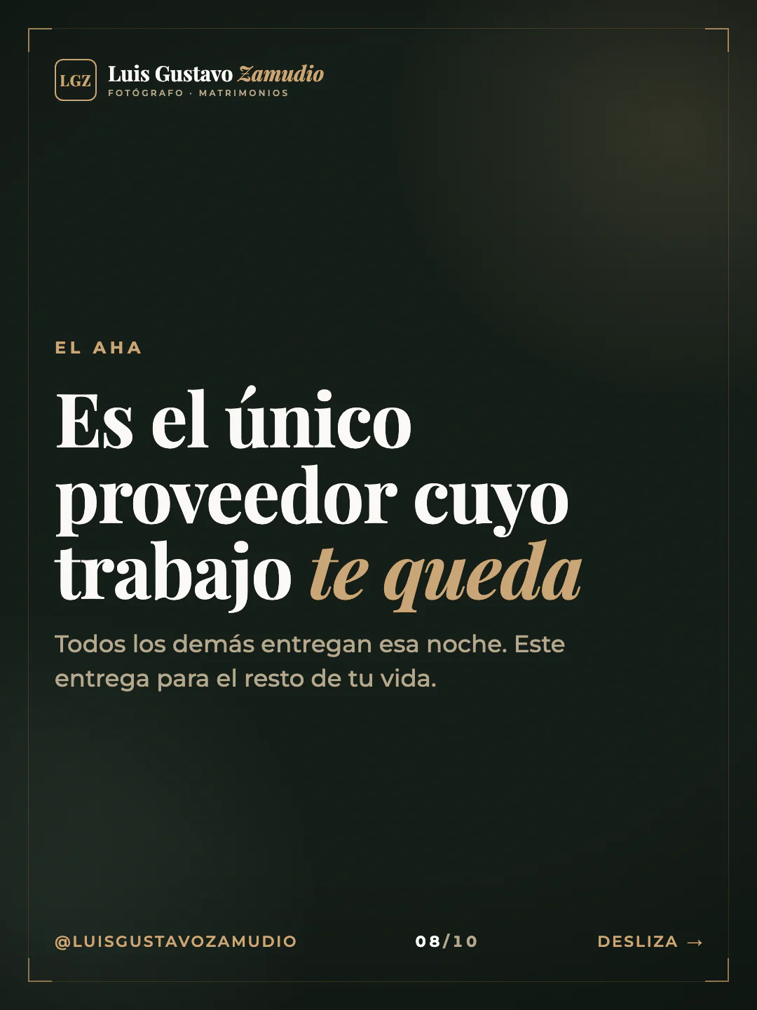 Frase destacada: "Es el único proveedor cuyo trabajo te queda" Matrimonios en Concepción.