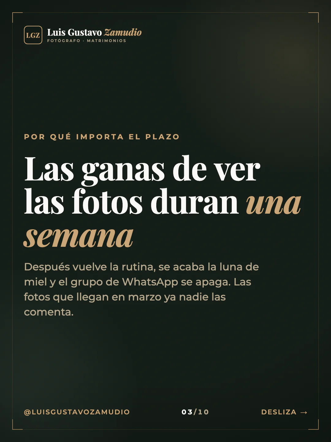 Frase destacada: "Las ganas de ver las fotos duran una semana" Matrimonios en Concepción.