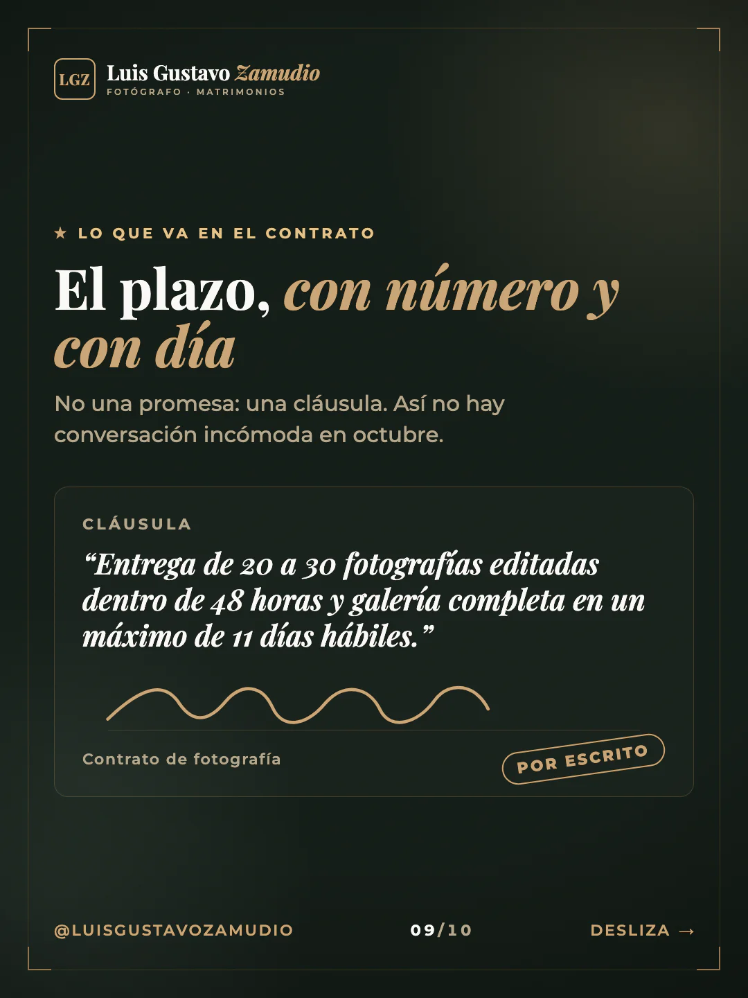 Cláusula de contrato: "El plazo, con número y con día" Matrimonios en Concepción.