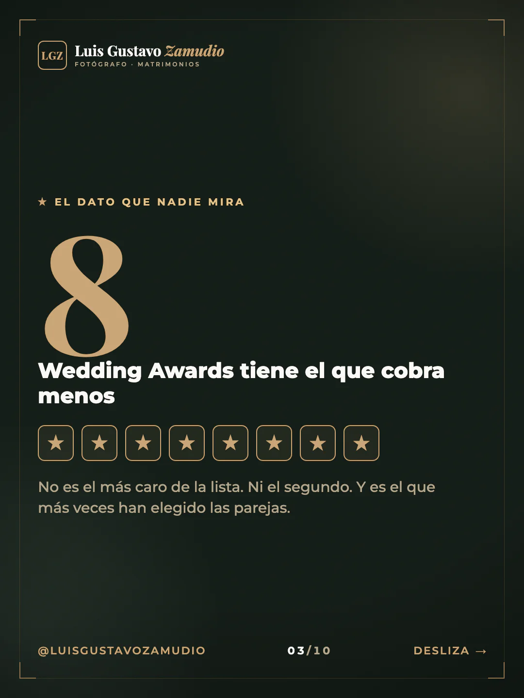 Cifra: "8 Wedding Awards tiene el que cobra menos" Matrimonios en Concepción.