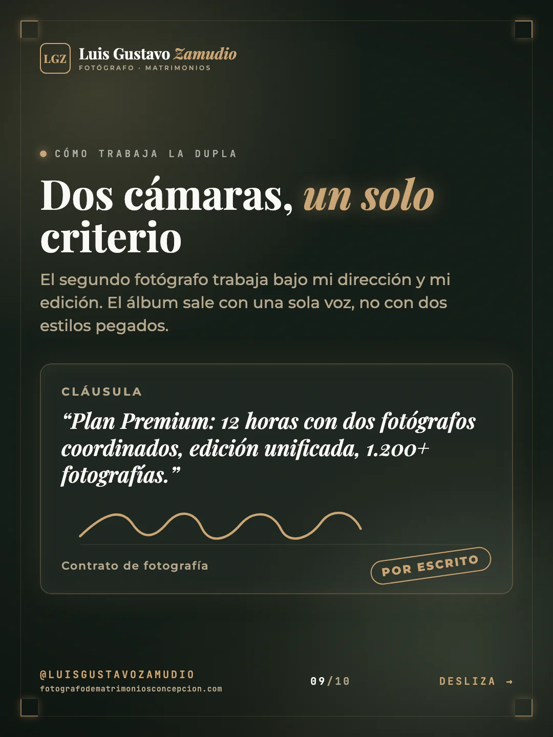 Cláusula con firma: "Dos cámaras, un solo criterio" Matrimonios en Concepción.