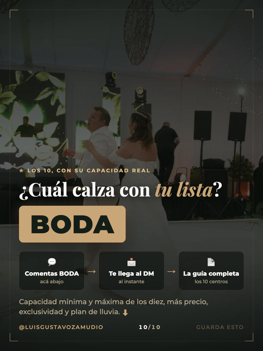 Cierre: "¿Cuál calza con tu lista?" Comenta BODA por DM. Concepción, Biobío.