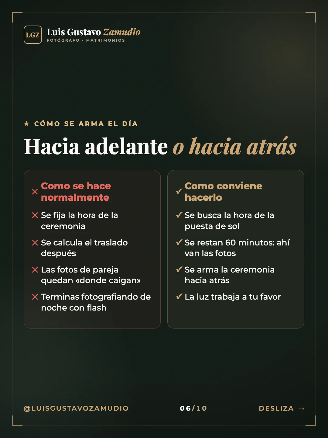 Dos columnas: "Hacia adelante o hacia atrás" Matrimonios en Concepción.