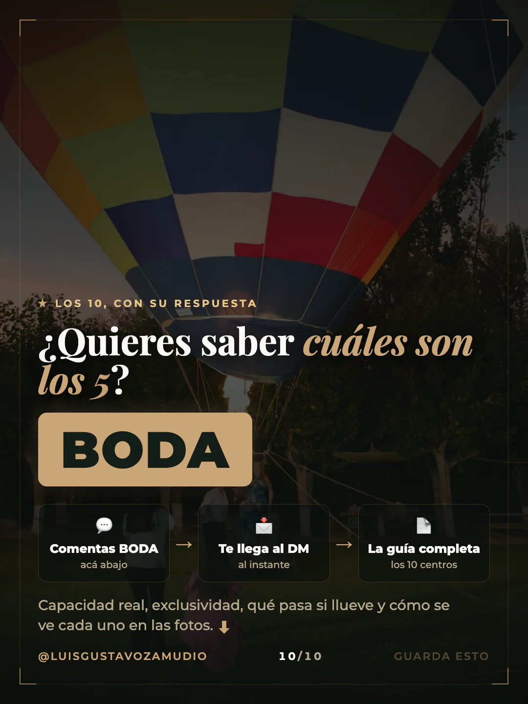 Cierre: "¿Quieres saber cuáles son los 5?" Comenta BODA por DM. Concepción, Biobío.