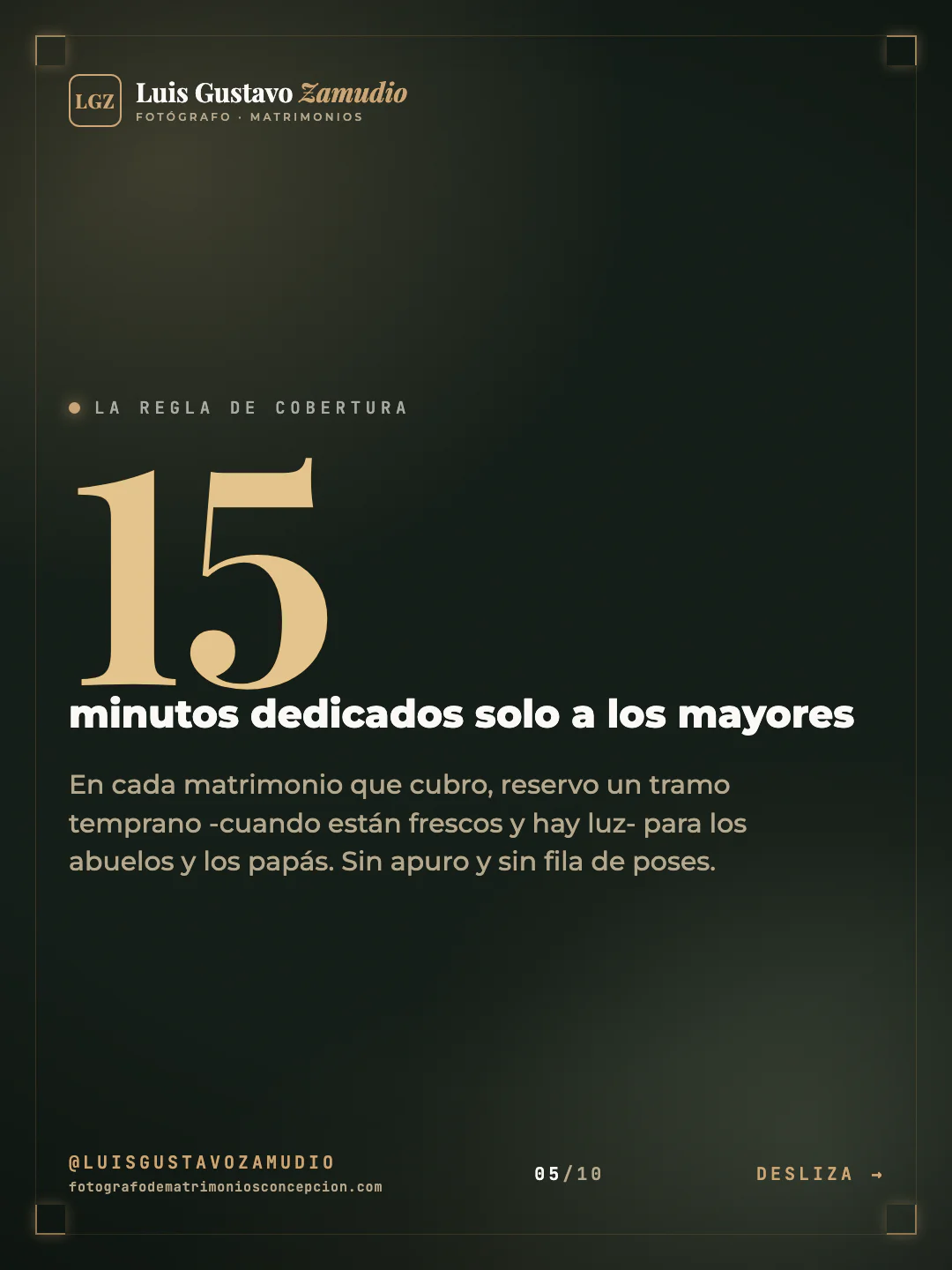 Cifra destacada: "minutos dedicados solo a los mayores" Matrimonios en Concepción.