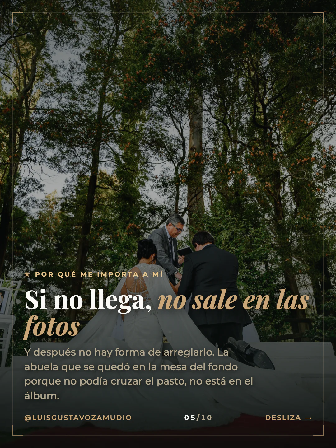 Alfombra roja de la ceremonia. Texto: "Si no llega, no sale en las fotos" Matrimonios en Concepción.
