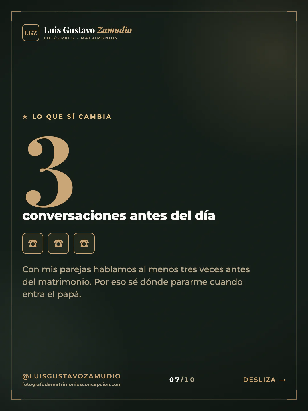 Cifra: "3 conversaciones antes del día" Matrimonios en Concepción.
