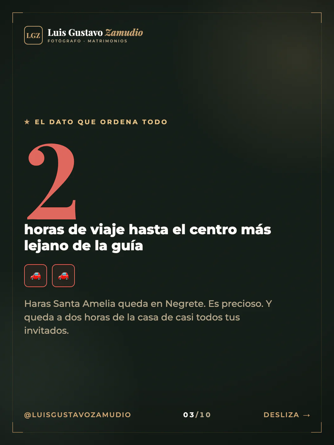 Cifra: "2 horas de viaje hasta el centro más lejano de la guía" Matrimonios en Concepción.