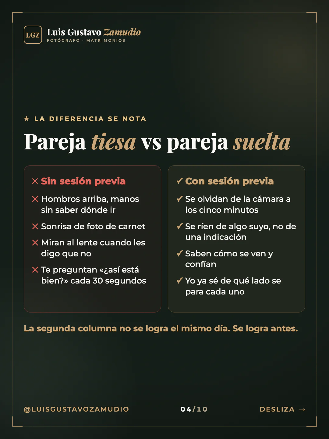 Dos columnas: "Pareja tiesa vs pareja suelta" Matrimonios en Concepción.