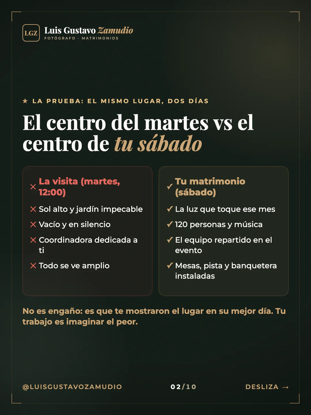 Dos columnas: "El centro del martes vs el centro de tu sábado" Matrimonios en Concepción.