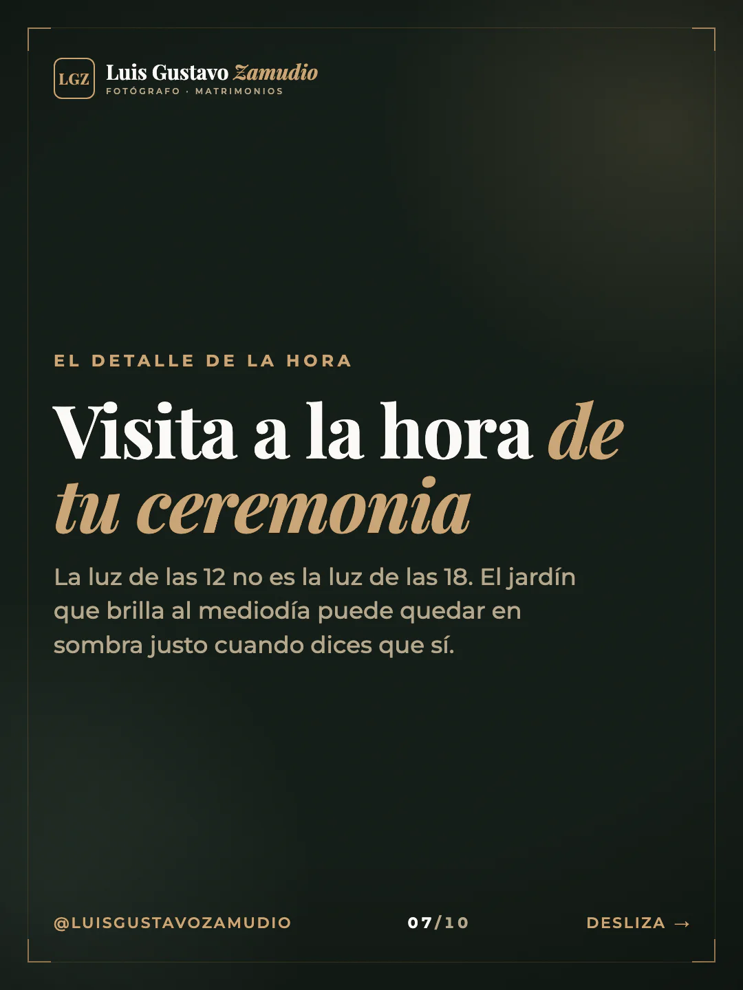 Frase destacada: "Visita a la hora de tu ceremonia" Matrimonios en Concepción.