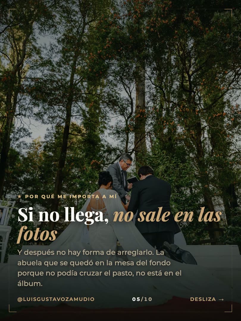Alfombra de la ceremonia: quien no puede llegar no sale en las fotos del matrimonio