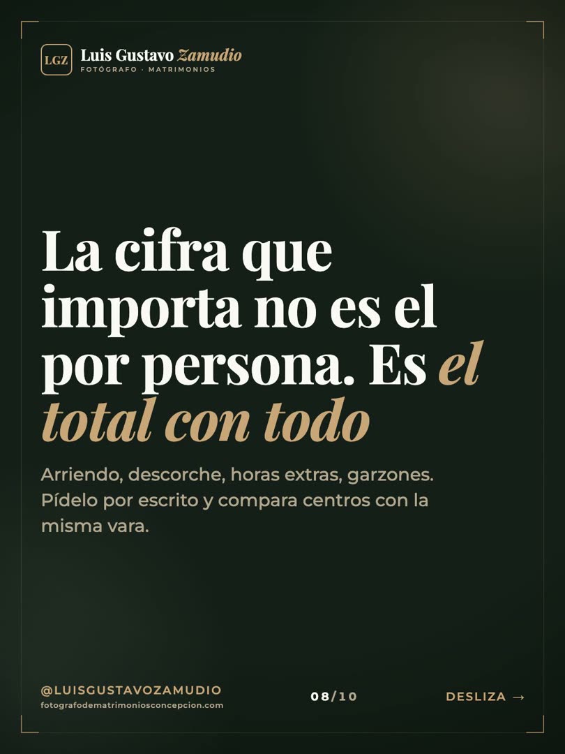La cifra que importa no es el por persona, es el total con todo: arriendo, descorche, horas extras y garzones