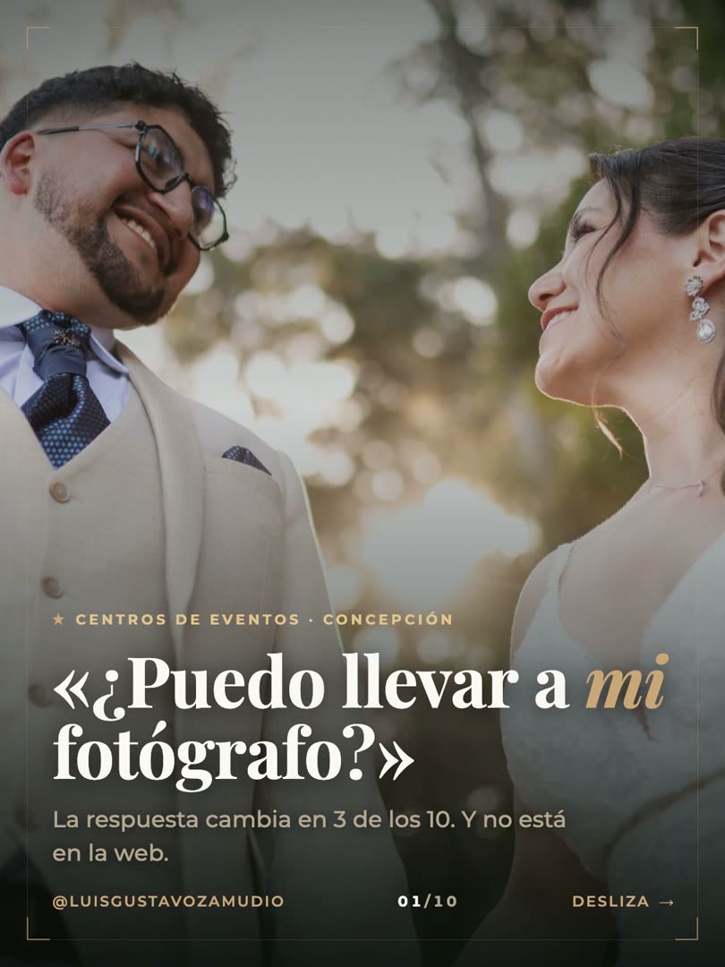 Portada del carrusel: ¿puedo llevar a mi fotógrafo? Novios a contraluz dorado en Concepción