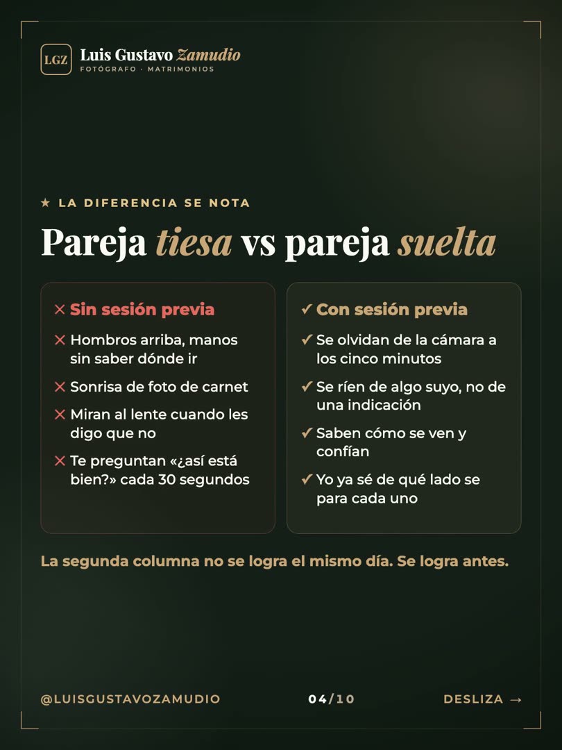Comparación pareja tiesa versus pareja suelta: la soltura se logra antes del matrimonio