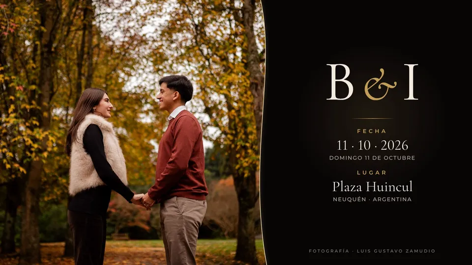 La presentación para la pantalla del salón con las iniciales B & I